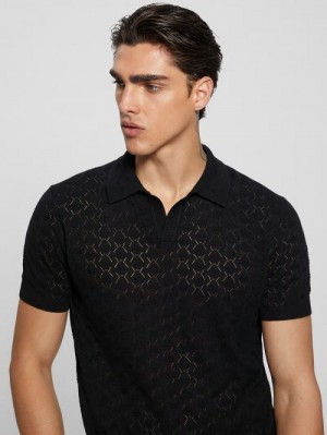 Guess Eco Brian Pointelle Polo Zwart | GUESS-SN31294
