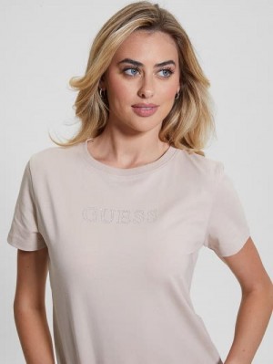 Guess Eco Briana Rhinestone Tee Roze | GUESS-SN27239