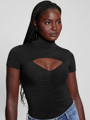 Guess Eco Brienna Cutout Top Zwart | GUESS-SN27442