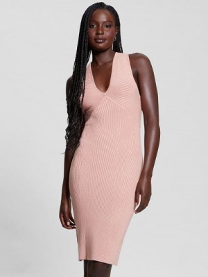 Guess Eco Carista Midi Sweater Dress Roze | GUESS-SN27026