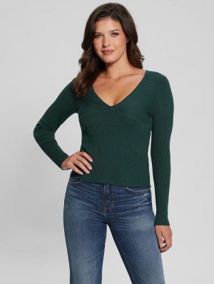 Guess Eco Cirila Ribbed Sweater Top Groen | GUESS-SN27826