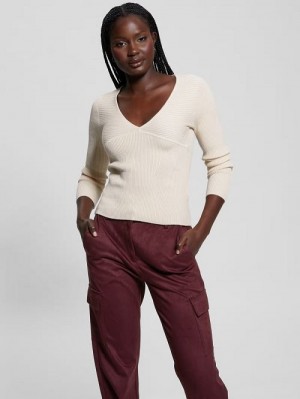 Guess Eco Cirila Ribbed Sweater Top Wit | GUESS-SN27714