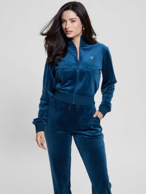 Guess Eco Couture Full-Zip Sweatshirt Blauw | GUESS-SN28412