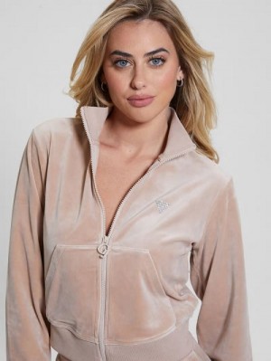 Guess Eco Couture Full-Zip Sweatshirt Roze | GUESS-SN28416
