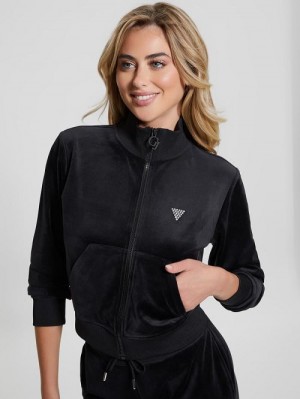 Guess Eco Couture Full-Zip Sweatshirt Zwart | GUESS-SN28398