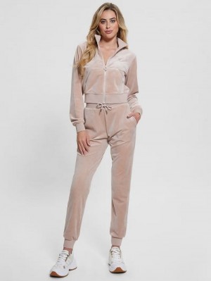 Guess Eco Couture Velvet Joggers Roze | GUESS-SN28471