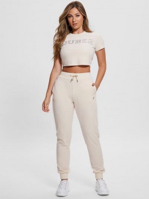 Guess Eco Couture Velvet Joggers Wit | GUESS-SN28433