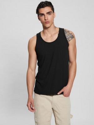 Guess Eco Cyrus Ribbed Tank Zwart | GUESS-SN30621