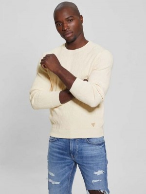 Guess Eco Delroy Stitched Sweater Wit | GUESS-SN31058