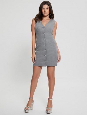 Guess Eco Doris Buttoned Dress Grijs | GUESS-SN26861
