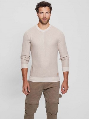 Guess Eco Earle Stitched Sweater Beige | GUESS-SN31065