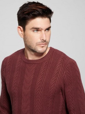 Guess Eco Ethan Cable Knit Sweater Rood | GUESS-SN30891