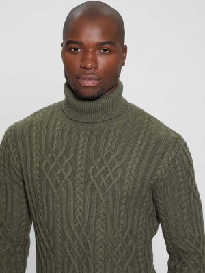 Guess Eco Evander Cable-Knit Sweater Groen | GUESS-SN31054