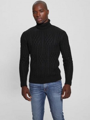 Guess Eco Evander Cable-Knit Sweater Zwart | GUESS-SN30923