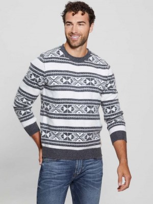 Guess Eco Ezekiel Jacquard Sweater Zwart Wit | GUESS-SN31045