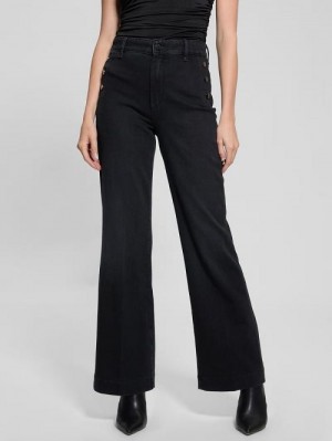 Guess Eco Faye Sailor Flared Jeans Zwart | GUESS-SN26657