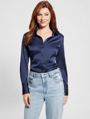 Guess Eco Fernanda Corset Top Blauw | GUESS-SN27536