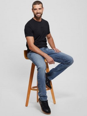 Guess Eco Finnley Zippered Tapered Jeans Zwart | GUESS-SN30452