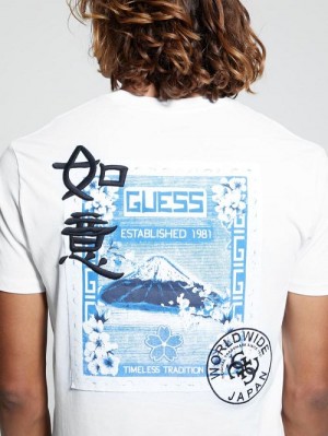Guess Eco Fuji Stamp Tee Wit | GUESS-SN30676