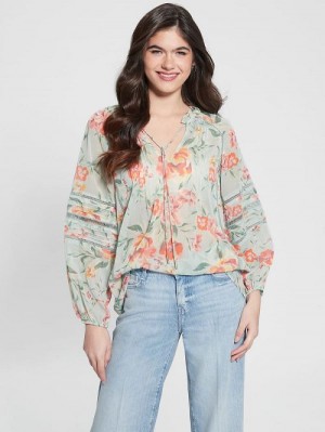 Guess Eco Gilda Printed Top Blauw | GUESS-SN27590