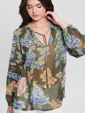 Guess Eco Gilda Printed Top Groen | GUESS-SN27061