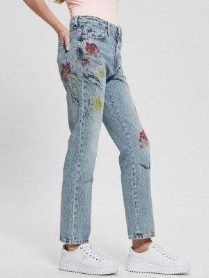 Guess Eco Girly Embroidered Jeans Blauw | GUESS-SN26607
