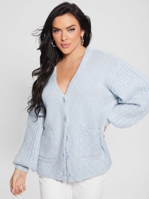Guess Eco Hiro Knit Cardigan Sweater Blauw | GUESS-SN27785