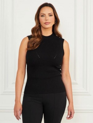 Guess Eco Isa Mock Neck Sweater Top Zwart | GUESS-SN27414