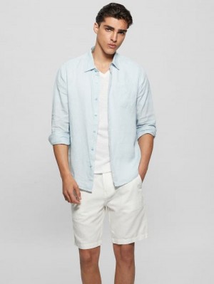 Guess Eco Island Linen Shirt Blauw | GUESS-SN31085
