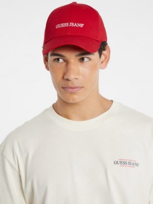Guess Eco Jeans Logo Baseball Cap Rood | GUESS-SN31925