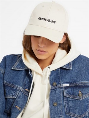 Guess Eco Jeans Logo Baseball Cap Wit | GUESS-SN31923
