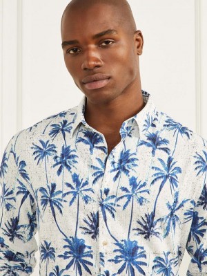 Guess Eco Joe Linen Shirt Blauw | GUESS-SN31140