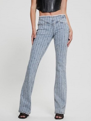 Guess Eco Joe Rhinestone Stripe Flared Jeans Blauw | GUESS-SN26637