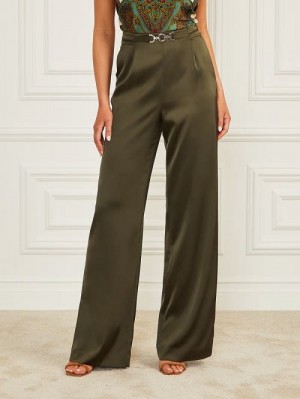 Guess Eco Josette Satin Pant Groen | GUESS-SN28282