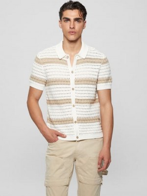 Guess Eco Joshua Striped Crochet Shirt Multi | GUESS-SN31270