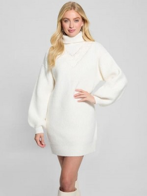 Guess Eco Katie Turtleneck Sweater Dress Wit | GUESS-SN26873