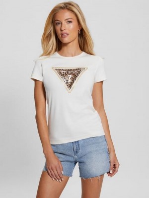 Guess Eco Leo Signature Triangle Tee Wit | GUESS-SN27158