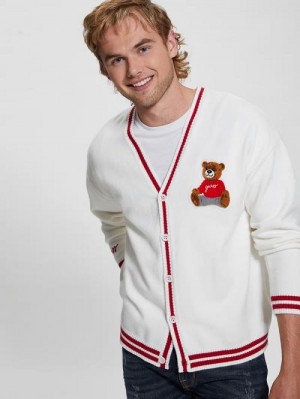 Guess Eco Liam Patch Cardigan Wit | GUESS-SN30989