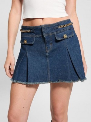 Guess Eco Lily Chain Skirt Blauw | GUESS-SN26661
