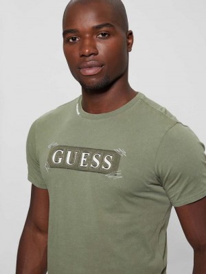 Guess Eco Logo Applique Tee Groen | GUESS-SN30690