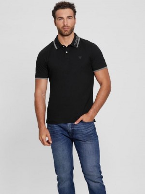 Guess Eco Lyle Logo Polo Zwart | GUESS-SN31245