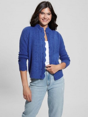 Guess Eco Macie Crochet Cardigan Blauw | GUESS-SN27760