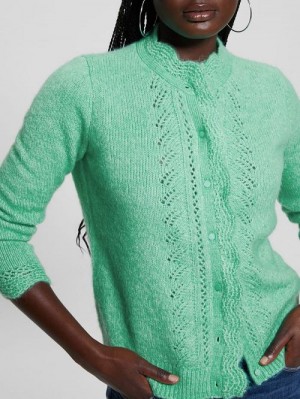 Guess Eco Macie Crochet Cardigan Groen | GUESS-SN27796