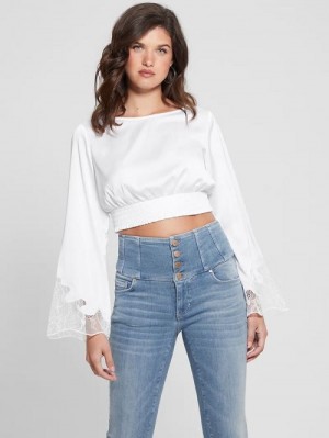 Guess Eco Maeve Satin Top Wit | GUESS-SN27604