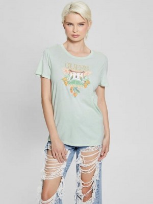 Guess Eco Mansion Easy Logo Tee Blauw | GUESS-SN27114