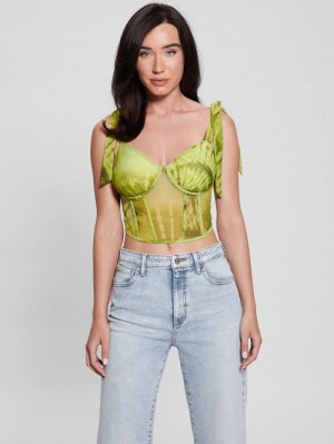 Guess Eco Margot Mesh Corset Top Groen | GUESS-SN27602