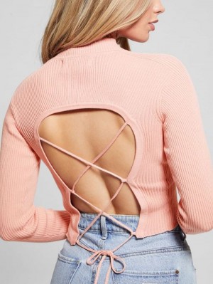 Guess Eco Marie Open-Back Sweater Top Roze | GUESS-SN27330