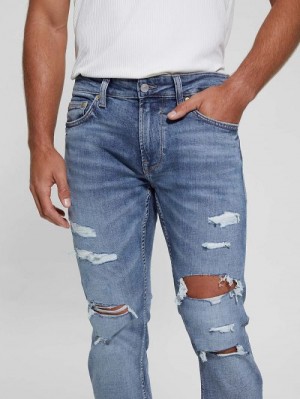 Guess Eco Mateo Destroyed Straight Jeans Blauw | GUESS-SN30453