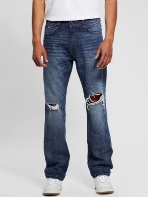 Guess Eco Mateo Distressed Straight Jeans Blauw | GUESS-SN30459