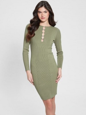 Guess Eco Melissa Bodycon Dress Groen | GUESS-SN26776